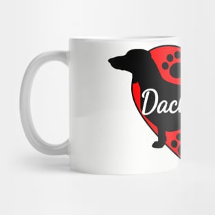 Dachshund Love Dog Paws And Red Hearts Mug